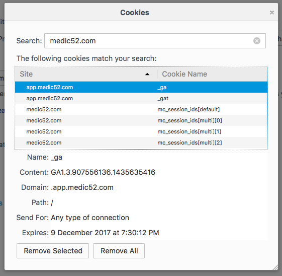 Firefox remove individual cookies