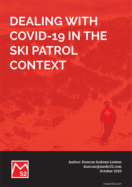 Image of cover page to 'Dealing with COVID-19 in the Ski Patrol Context'